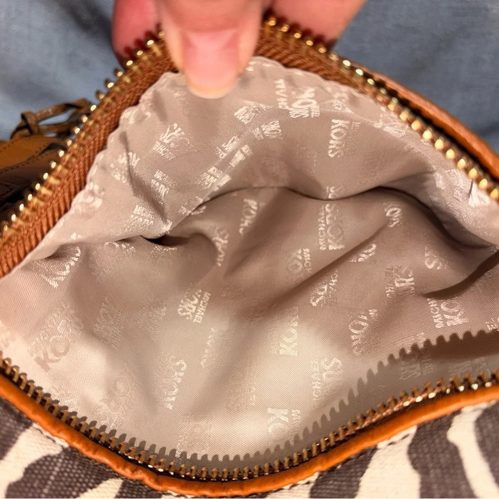 Michael Kors Tan Leather-Trim Zebra Print Tote Bag